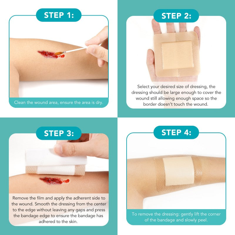 Silicone Foam Dressing Ag Sterile Wound Bandage with Waterproof Gentle Adhesive Border