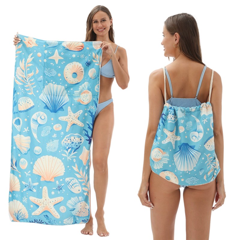 2 in 1  Lightweight Beach Towel Bag for Swimming Pool Camping Beach Travel Vacation