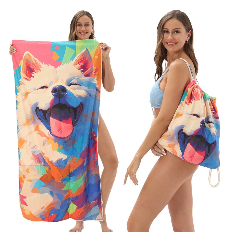 2 in 1  Lightweight Beach Towel Bag for Swimming Pool Camping Beach Travel Vacation