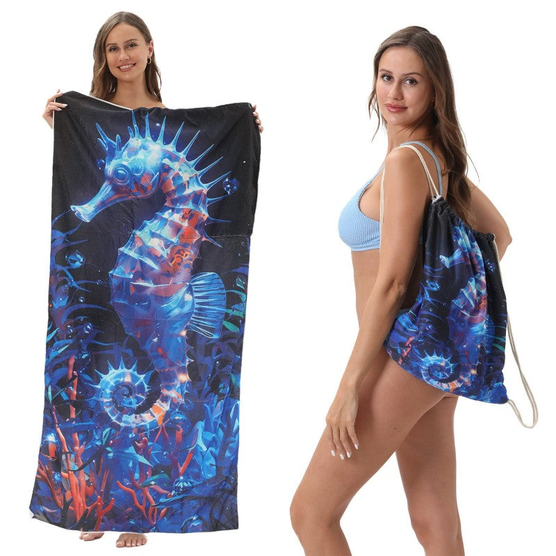 2 in 1  Lightweight Beach Towel Bag for Swimming Pool Camping Beach Travel Vacation