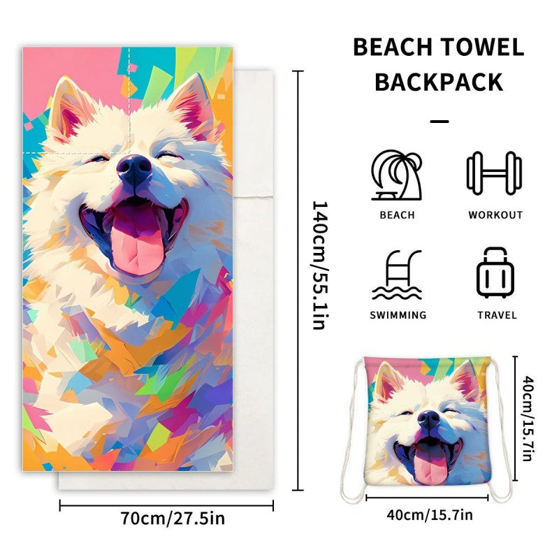 2 in 1  Lightweight Beach Towel Bag for Swimming Pool Camping Beach Travel Vacation