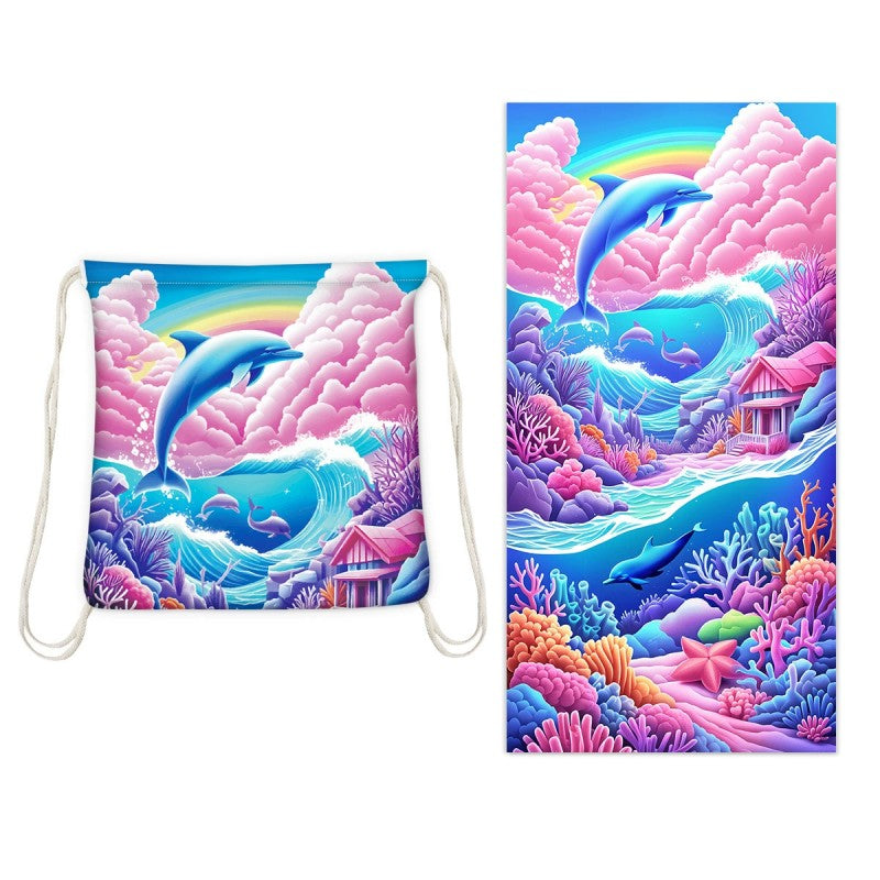 2 in 1  Lightweight Beach Towel Bag for Swimming Pool Camping Beach Travel Vacation