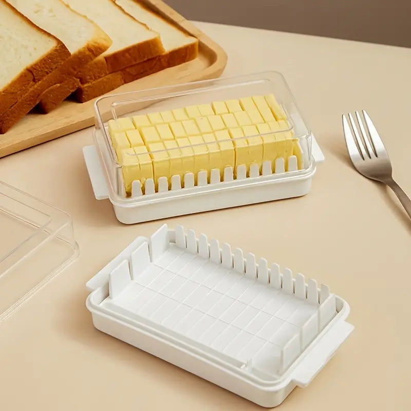 Plastic Quantitative Cutting Butter Preservation Container Box Dish With Dividable Lid