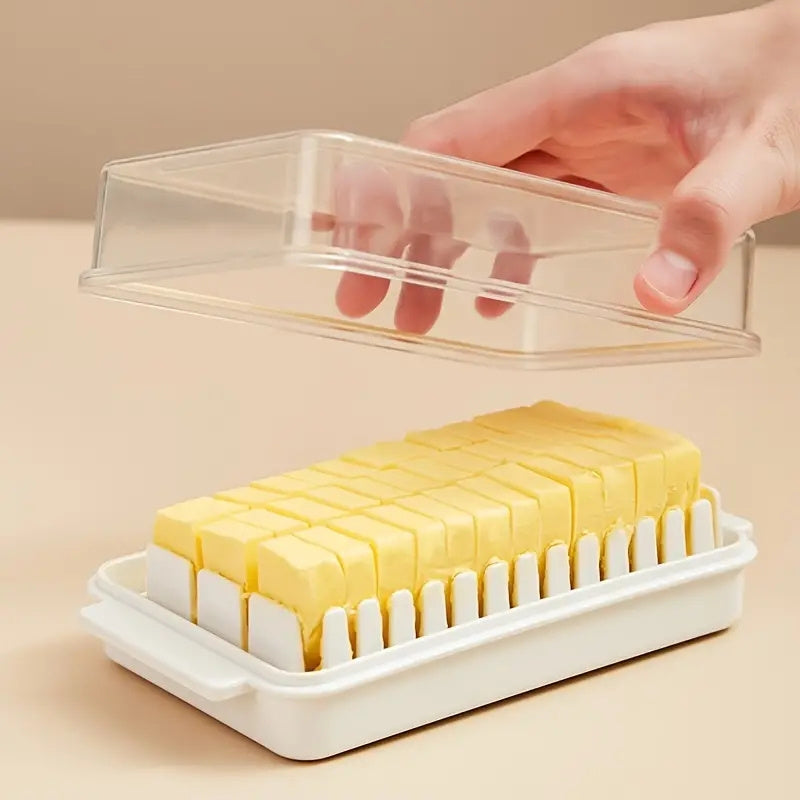 Plastic Quantitative Cutting Butter Preservation Container Box Dish With Dividable Lid