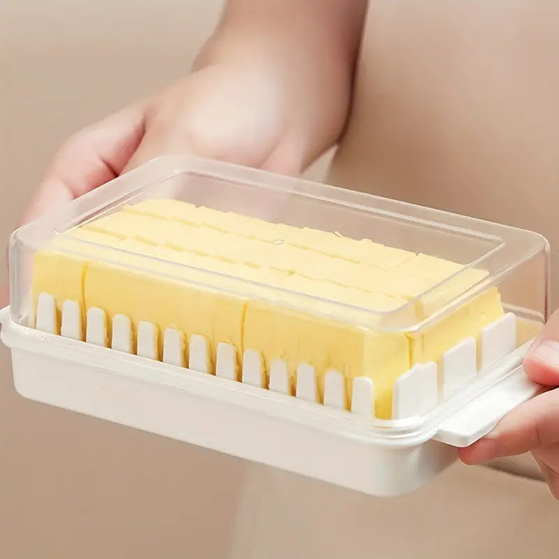 Plastic Quantitative Cutting Butter Preservation Container Box Dish With Dividable Lid