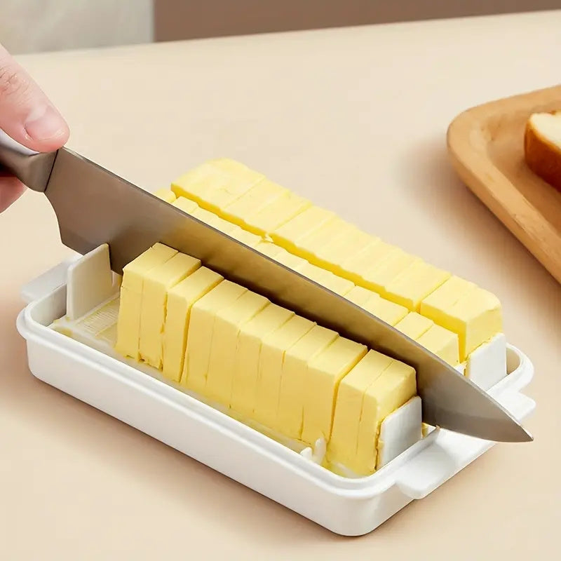 Plastic Quantitative Cutting Butter Preservation Container Box Dish With Dividable Lid