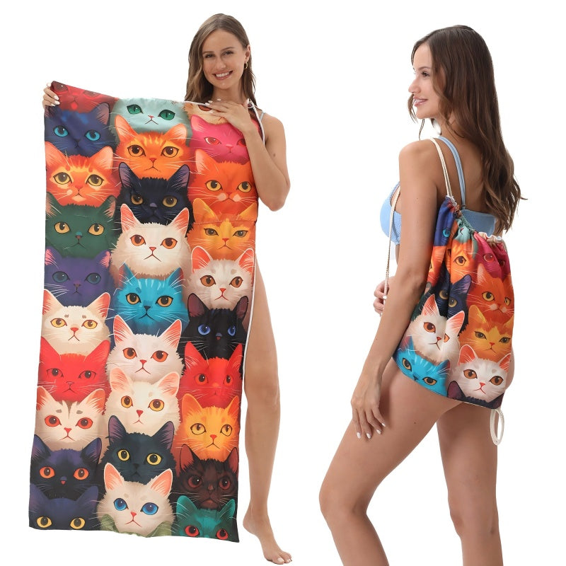 2 in 1  Lightweight Beach Towel Bag for Swimming Pool Camping Beach Travel Vacation