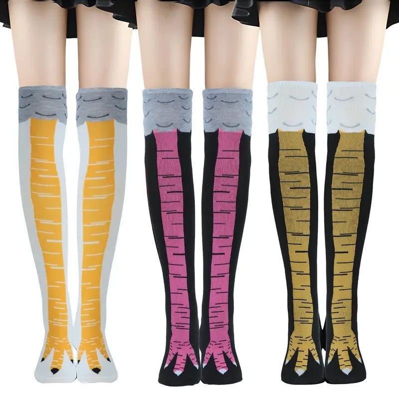 Funny Chicken Claw Knee-High Long Socks Unisex Novelty Thigh High Socks