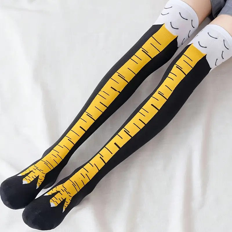 Funny Chicken Claw Knee-High Long Socks Unisex Novelty Thigh High Socks