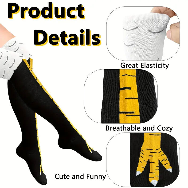 Funny Chicken Claw Knee-High Long Socks Unisex Novelty Thigh High Socks