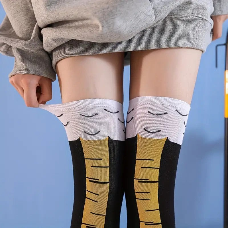 Funny Chicken Claw Knee-High Long Socks Unisex Novelty Thigh High Socks