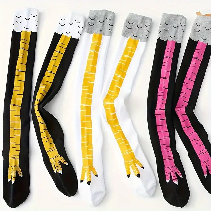 Funny Chicken Claw Knee-High Long Socks Unisex Novelty Thigh High Socks