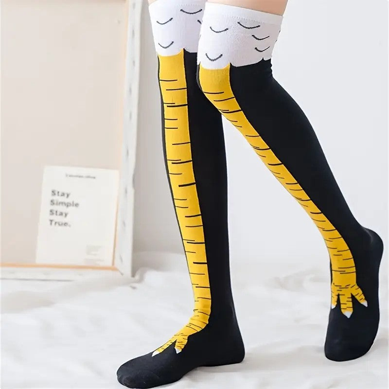 Funny Chicken Claw Knee-High Long Socks Unisex Novelty Thigh High Socks