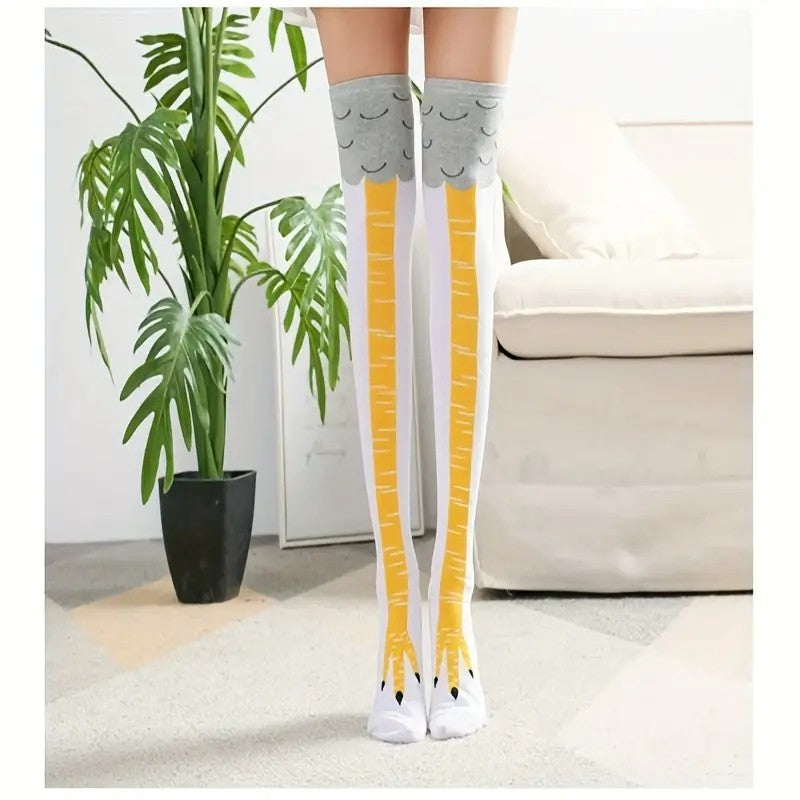 Funny Chicken Claw Knee-High Long Socks Unisex Novelty Thigh High Socks