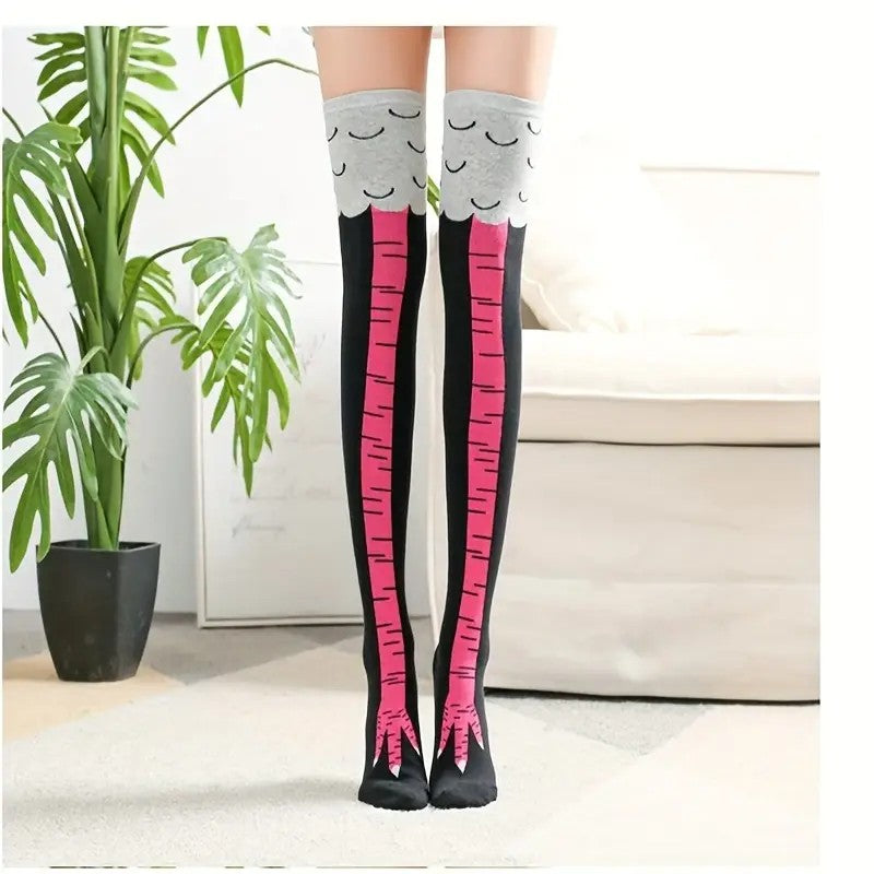 Funny Chicken Claw Knee-High Long Socks Unisex Novelty Thigh High Socks