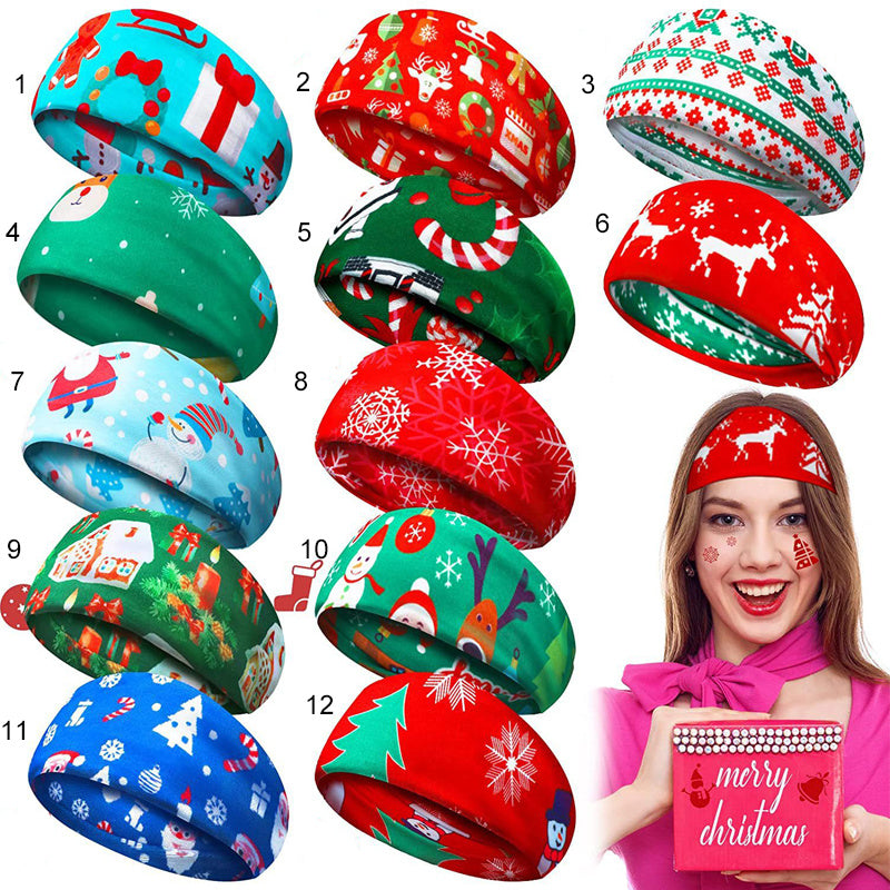 Christmas Headbands for Twisted Head Wrap Elastic Turban  Hair Accessories