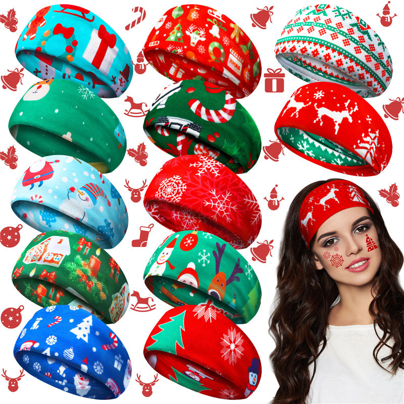 Christmas Headbands for Twisted Head Wrap Elastic Turban  Hair Accessories