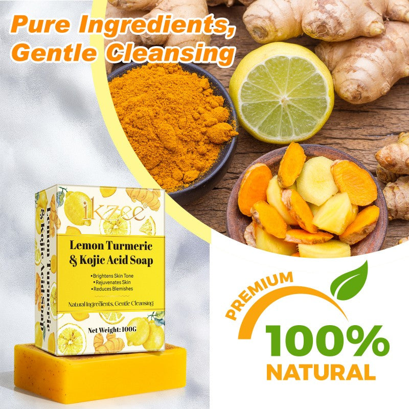 Lemon Turmeric Kojic Acid Soap Bar, Turmeric Face and Body Soap