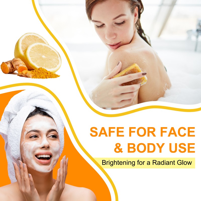 Lemon Turmeric Kojic Acid Soap Bar, Turmeric Face and Body Soap