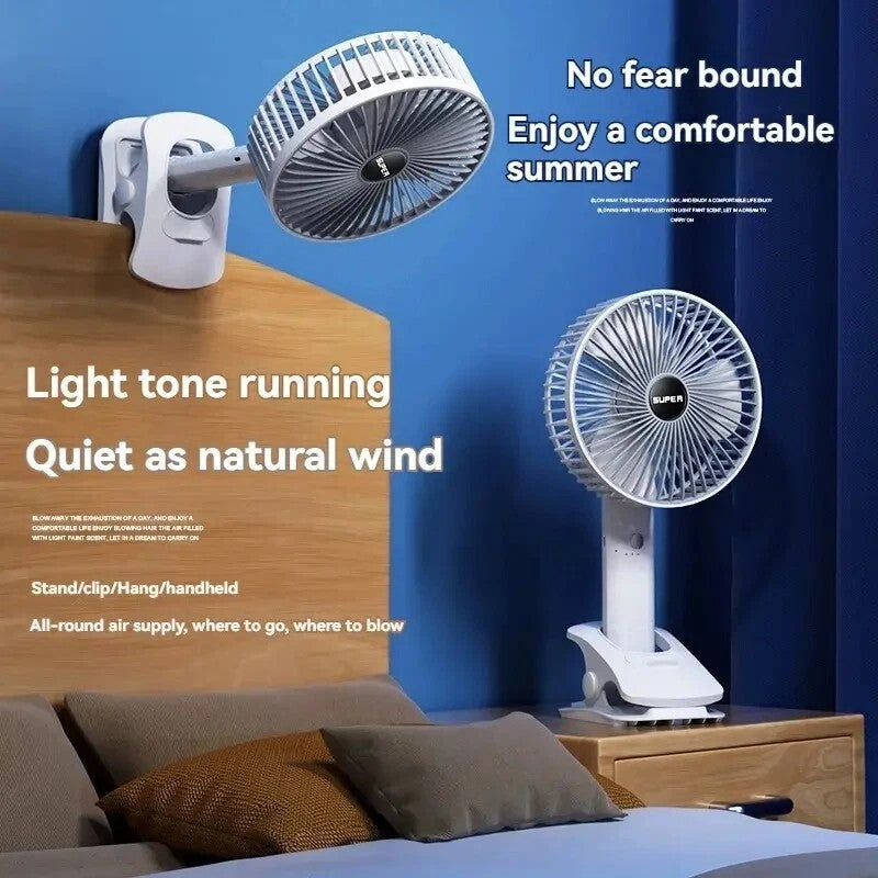 Portable Mini Clip on Fan, 3 Speed Rechargeable Small USB Desk Fan