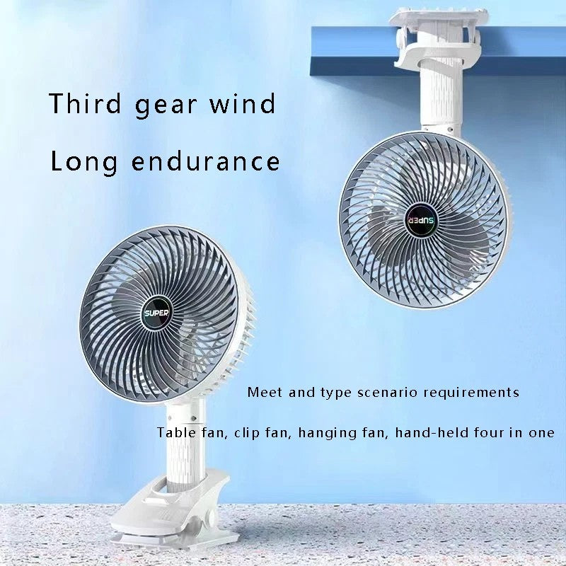Portable Mini Clip on Fan, 3 Speed Rechargeable Small USB Desk Fan