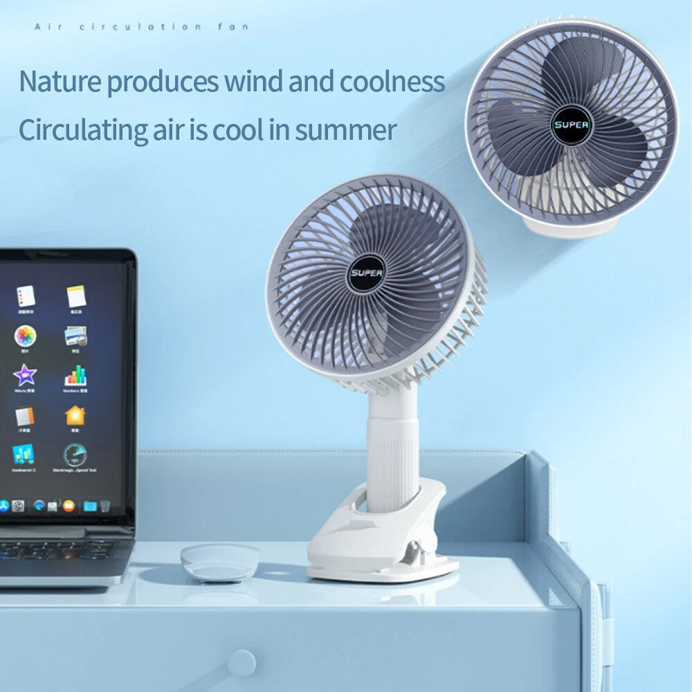 Portable Mini Clip on Fan, 3 Speed Rechargeable Small USB Desk Fan