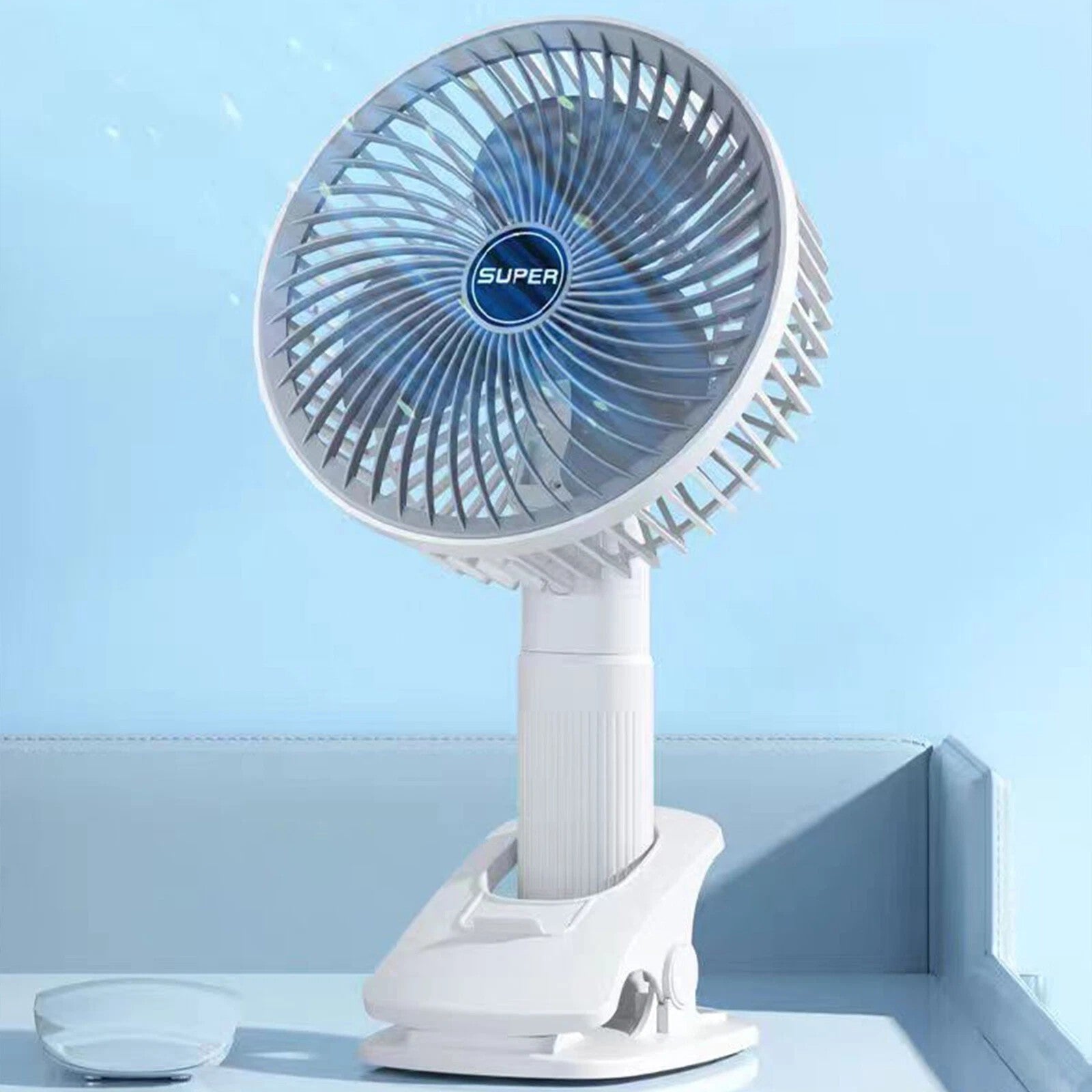 Portable Mini Clip on Fan, 3 Speed Rechargeable Small USB Desk Fan
