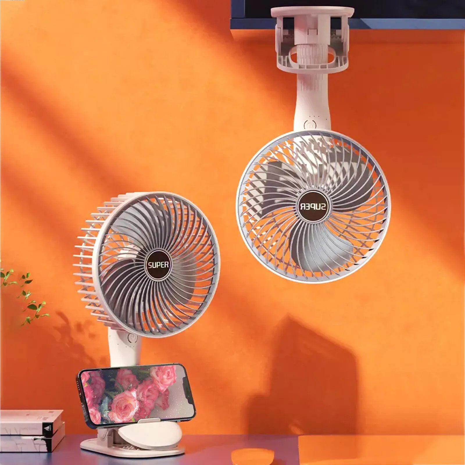 Portable Mini Clip on Fan, 3 Speed Rechargeable Small USB Desk Fan