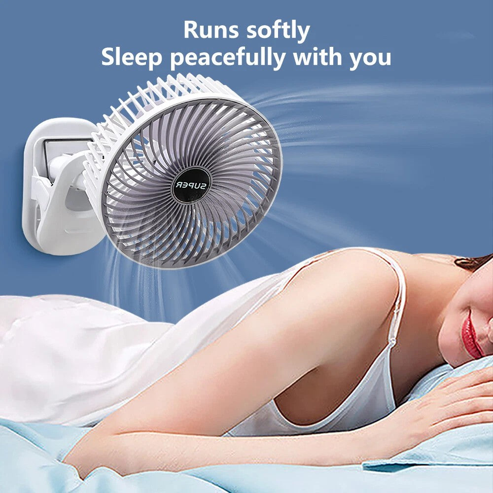 Portable Mini Clip on Fan, 3 Speed Rechargeable Small USB Desk Fan