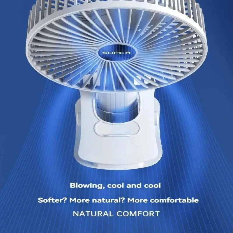 Portable Mini Clip on Fan, 3 Speed Rechargeable Small USB Desk Fan