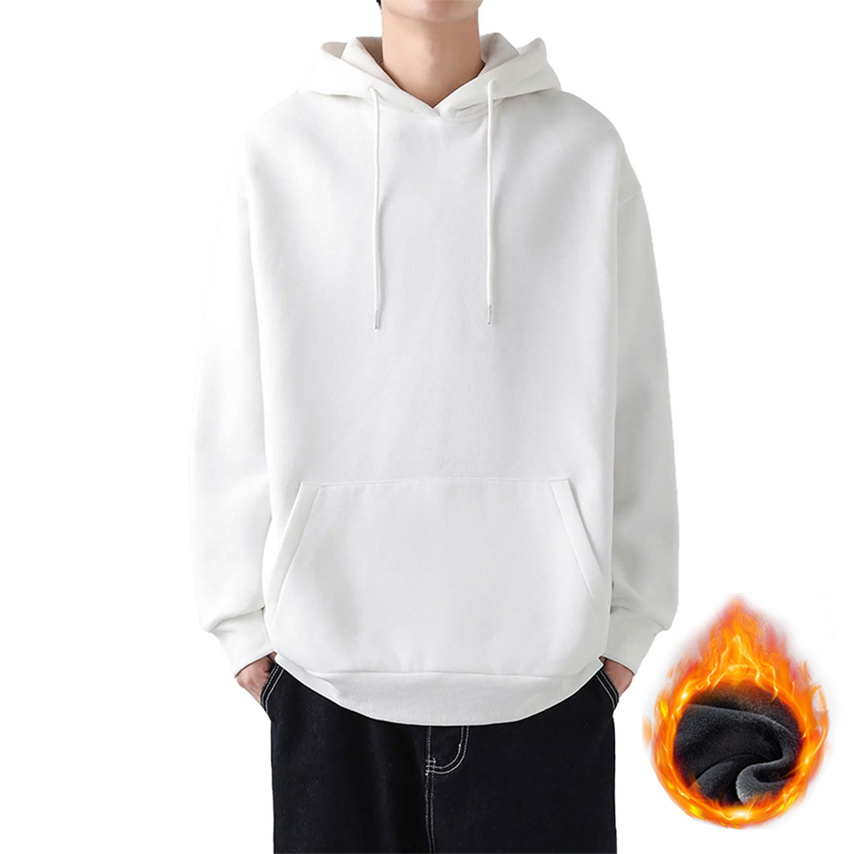 Unisex Pullover Fleece Thick Hoodie Basic Plain Hooded Sweatshirt Jumper