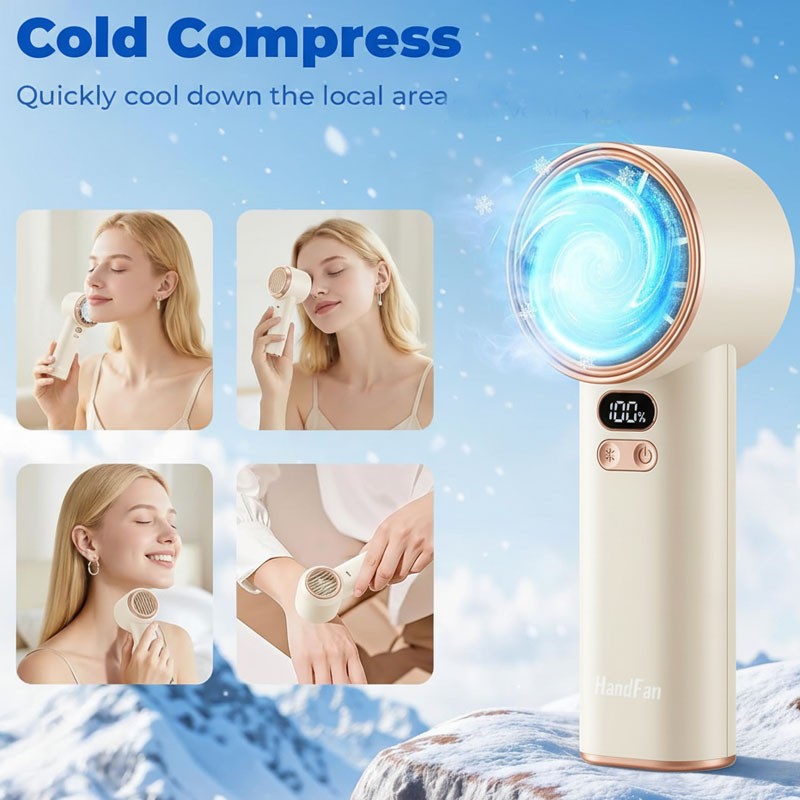 Ultra-lightweight Foldable Handheld Fan Rechargeable 100 Speeds Turbo Ice Cooling Fan