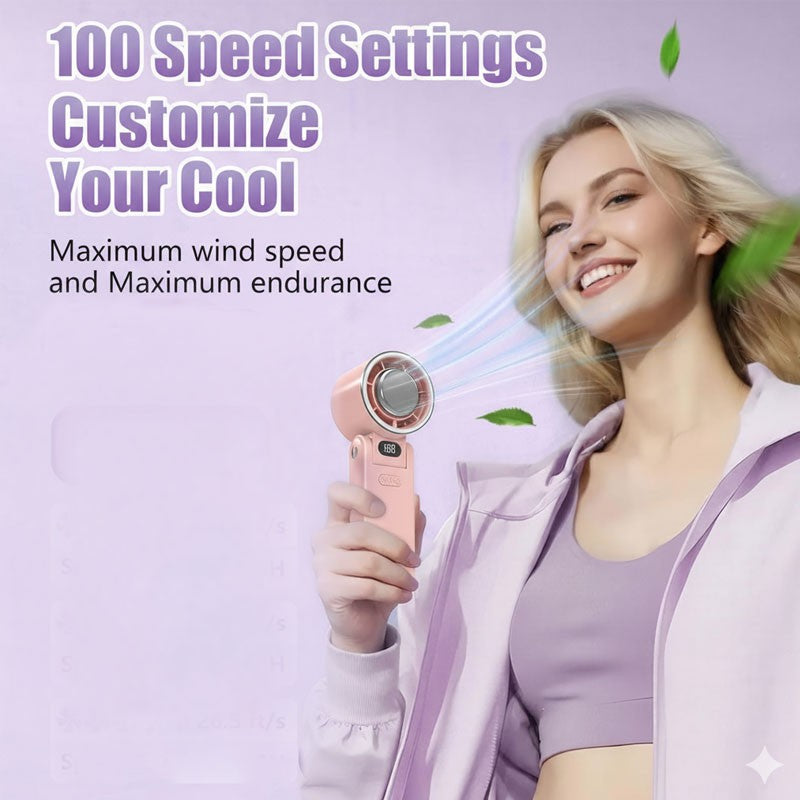Ultra-lightweight Foldable Handheld Fan Rechargeable 100 Speeds Turbo Ice Cooling Fan