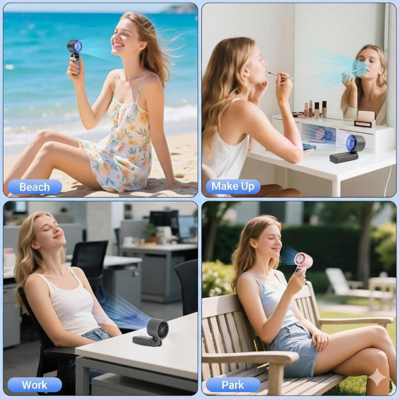 Ultra-lightweight Foldable Handheld Fan Rechargeable 100 Speeds Turbo Ice Cooling Fan