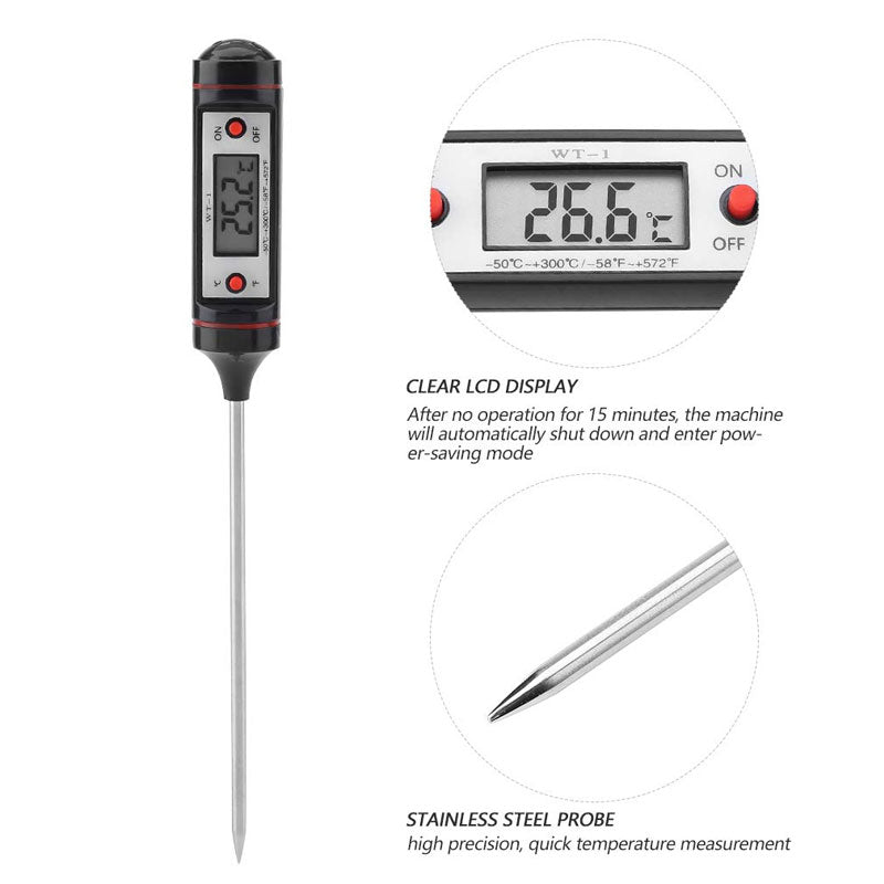 Digital Meat Thermometer LCD Food Thermometer Cooking Probe for Kitchen, Frying, Grilling, BBQ