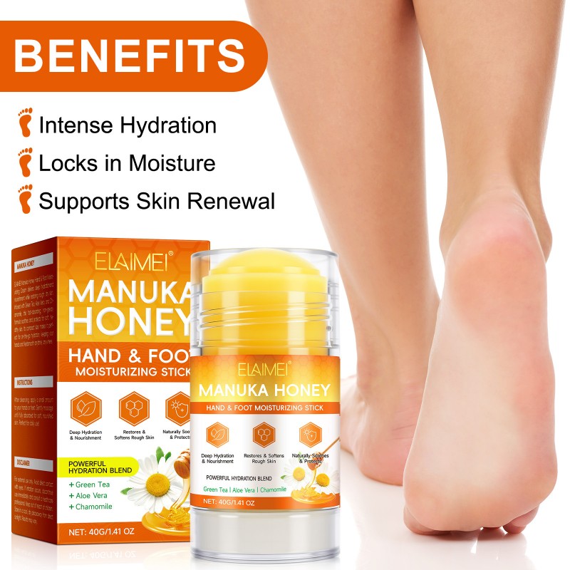 Manuka Honey Cracked Heel Treatment Balm Stick-Deep Moisturizing, Non-Greasy Foot Care