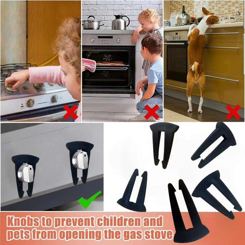 Gas Stove Locks Stove Knob Safety Locks 4 Pcs Black For Home Use