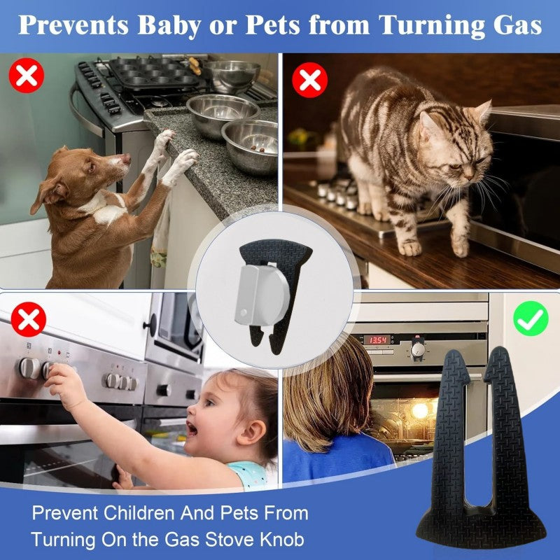 Gas Stove Locks Stove Knob Safety Locks 4 Pcs Black For Home Use