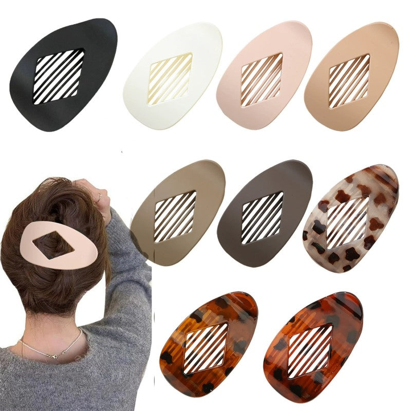 2pcs Small Flat Claw Clips for Women Stylish Curved Blliptical Flat Hair Clips Non-Slip