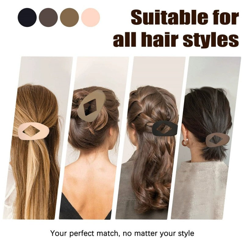 2pcs Small Flat Claw Clips for Women Stylish Curved Blliptical Flat Hair Clips Non-Slip