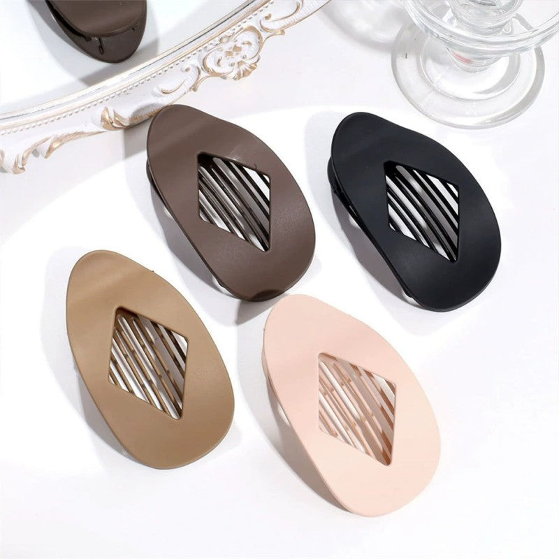 2pcs Small Flat Claw Clips for Women Stylish Curved Blliptical Flat Hair Clips Non-Slip