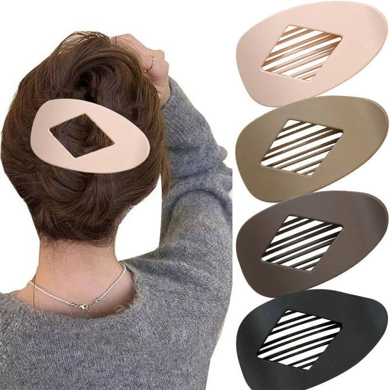 2pcs Small Flat Claw Clips for Women Stylish Curved Blliptical Flat Hair Clips Non-Slip
