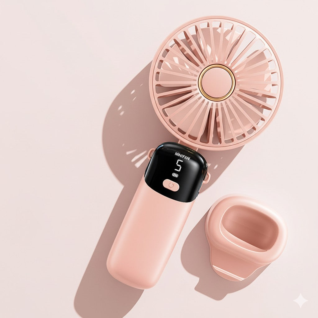USB Handheld Mini Fan Foldable Neck Hanging Fans 5 Speed USB Rechargeable