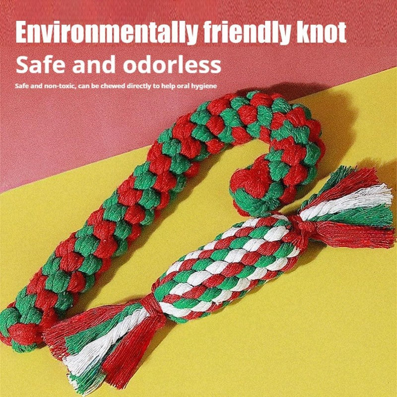 4 Pack Christmas Dog Bite Resistant Chew Candy Cane Toy Rope Interactive Tug Toy ﻿