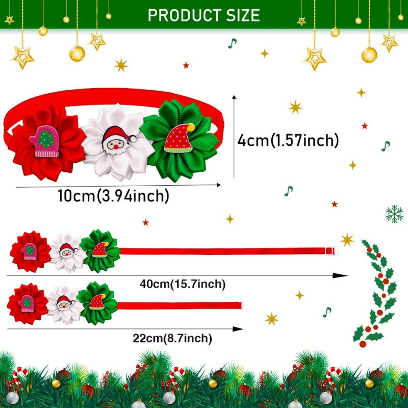 2Pcs Cute Christmas Flower Adjust Neckbands for Dogs and Cats