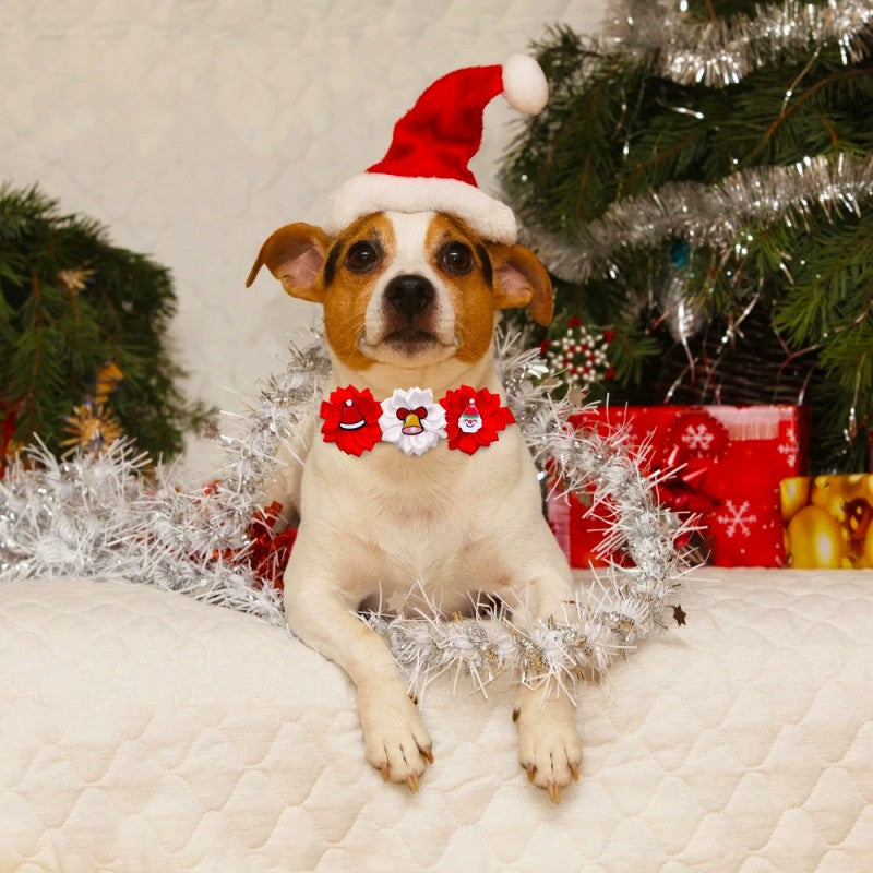 2Pcs Cute Christmas Flower Adjust Neckbands for Dogs and Cats