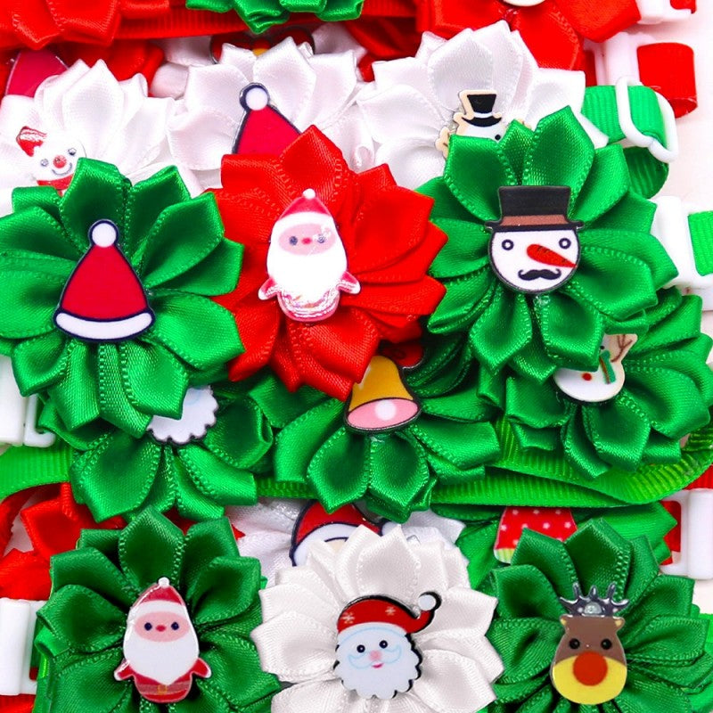 2Pcs Cute Christmas Flower Adjust Neckbands for Dogs and Cats