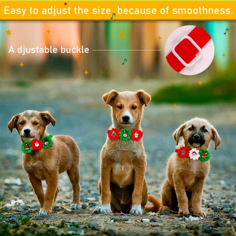 2Pcs Cute Christmas Flower Adjust Neckbands for Dogs and Cats