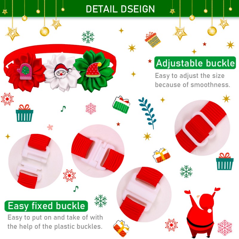 2Pcs Cute Christmas Flower Adjust Neckbands for Dogs and Cats
