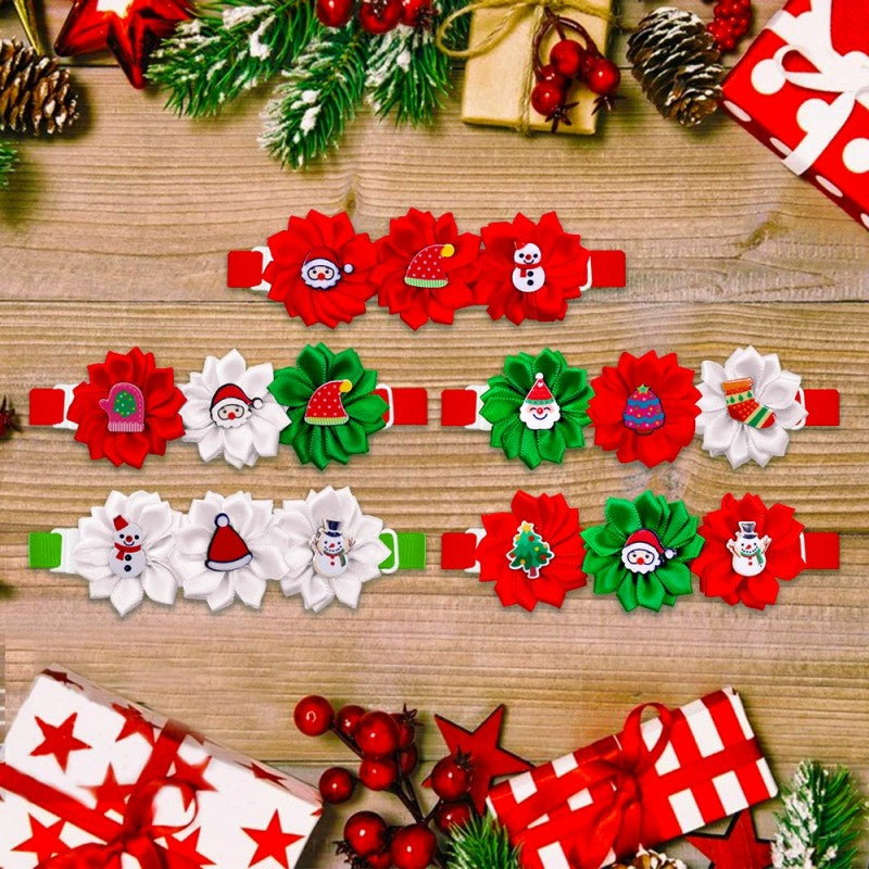 2Pcs Cute Christmas Flower Adjust Neckbands for Dogs and Cats